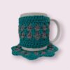 GREY & TEAL MUG CASE AND COASTER (3)